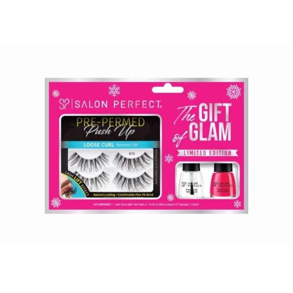 Salon Perfect Glam Gift Set, 670 Lash & 2-Pack Mini Nail Lacquers, Tropical Pun